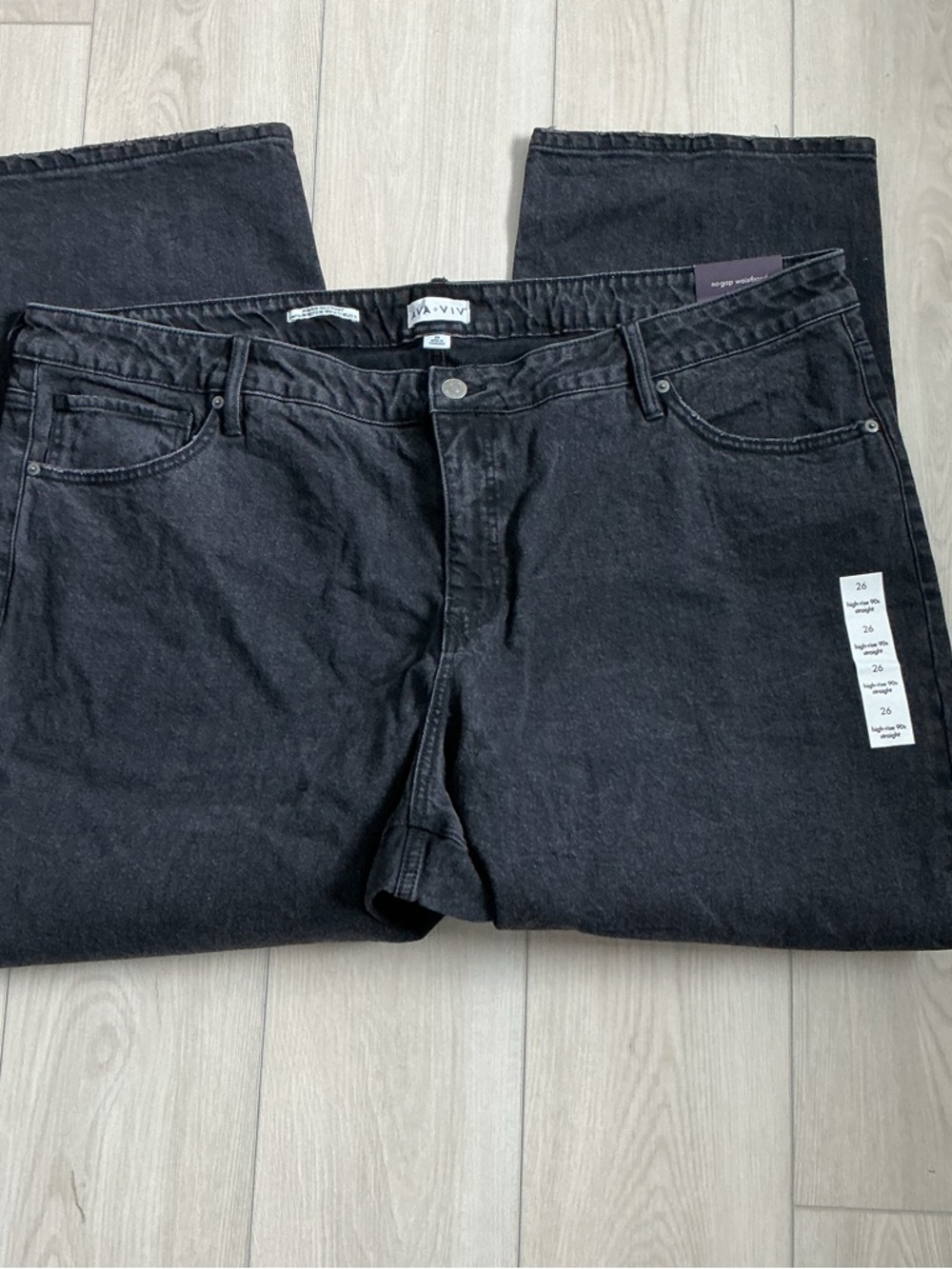 Ava & Viv Washed Black Straight-Leg Jeans - Women's
